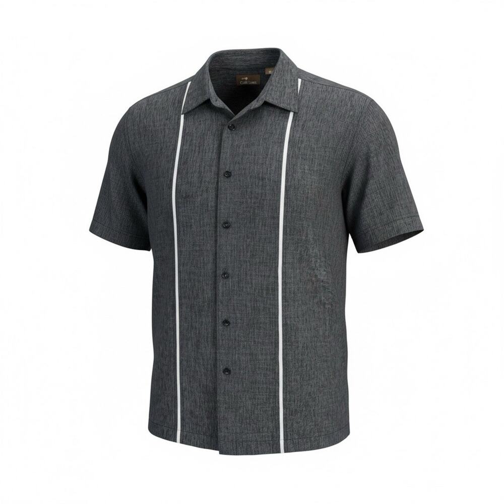 Cafe’ Luna Dark Gray Panel Resort Wear Shirt Men’s Large